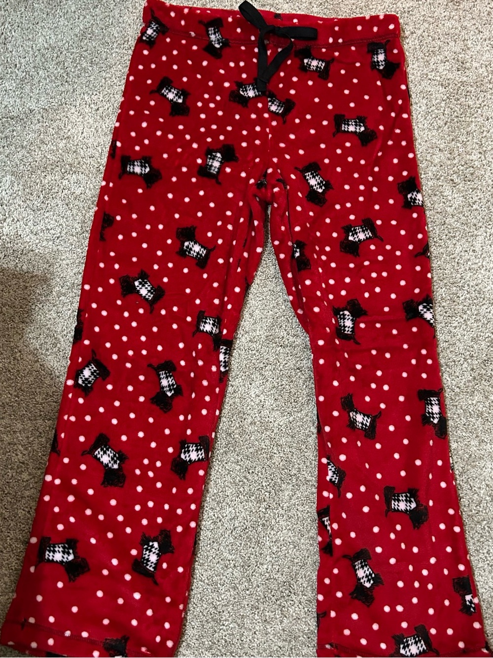 Secret Treasures Red Fleece Pajama Pants with Black Bow Accents